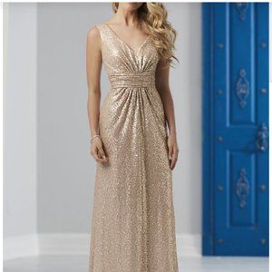Christina Wu Bridesmaid Dress - Gold Sequins